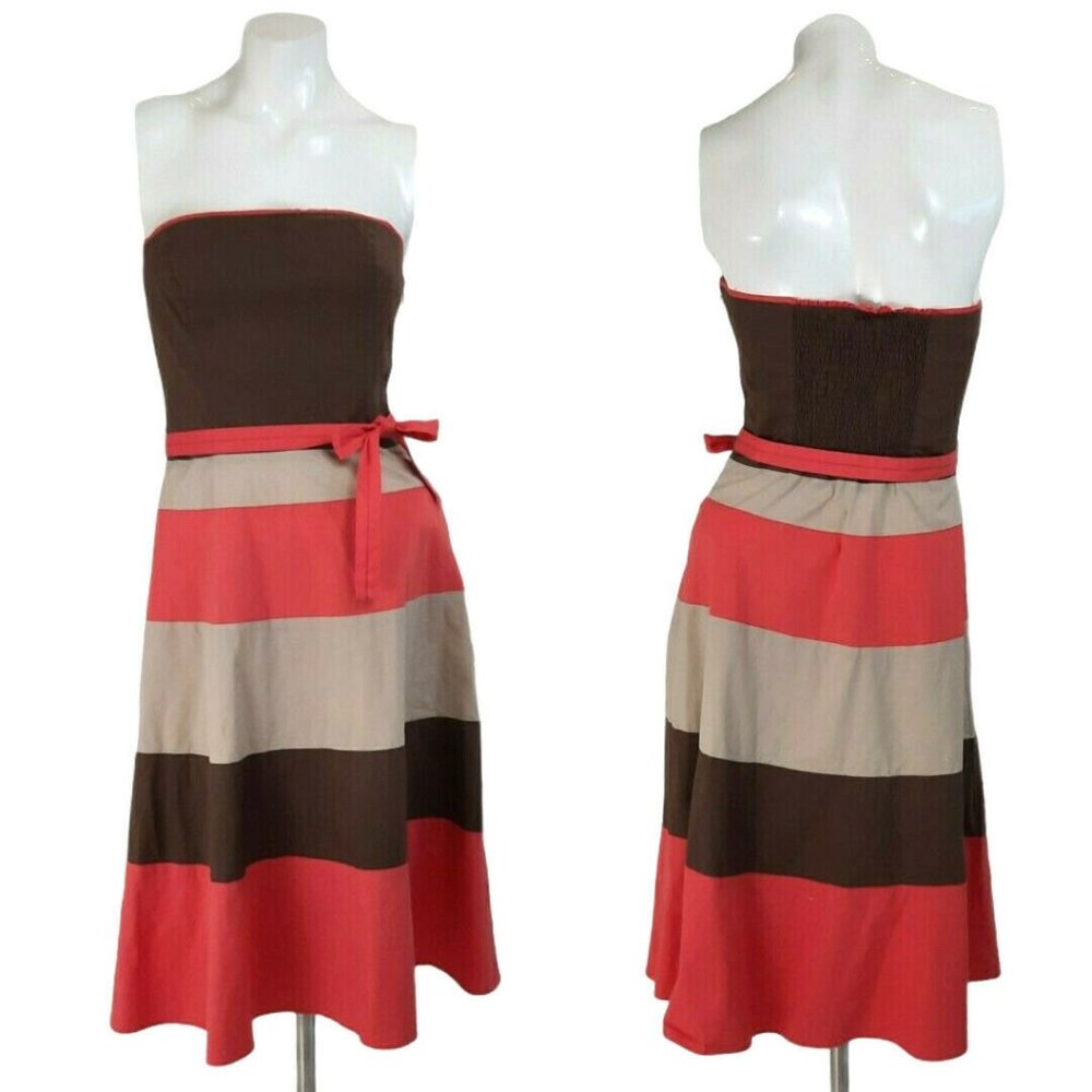 BCBGMaxAzria Strapless Colorblock A-Line Dress